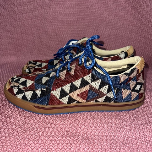 Twisted X Boots Women’s Size 7.5 Aztec Southwestern Red Blue Graphic Hooey Shoes - Picture 3 of 10